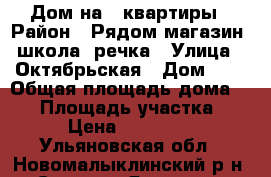 Дом на 2 квартиры › Район ­ Рядом магазин, школа, речка › Улица ­ Октябрьская › Дом ­ 8 › Общая площадь дома ­ 68 › Площадь участка ­ 100 › Цена ­ 1 300 000 - Ульяновская обл., Новомалыклинский р-н, Средняя Якушка с. Недвижимость » Дома, коттеджи, дачи продажа   